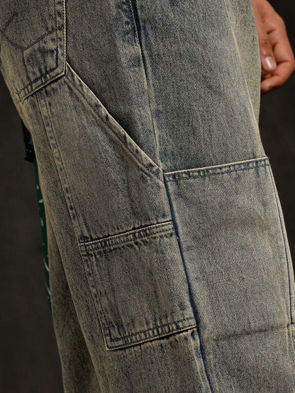 Men Comfort Baggy Mid-Rise Heavy Fade Jeans