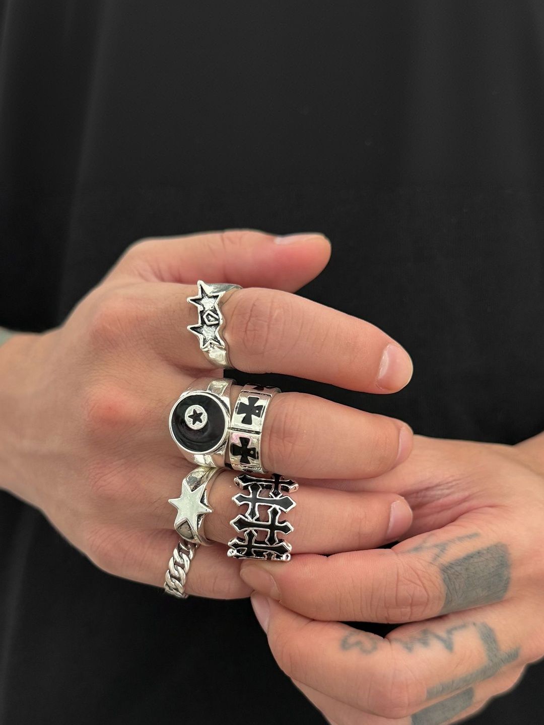 Set of 6 Silver-Plated Finger Ring