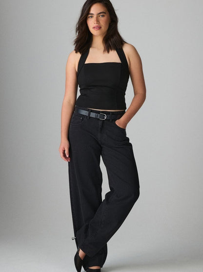 Women Classic Wide Leg Mid-Rise Light Fade Stretchable Jeans