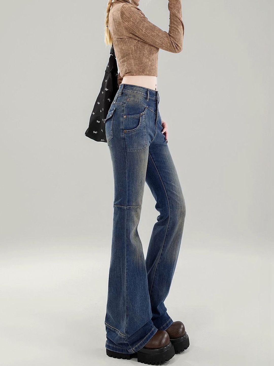 Women Bootcut High-Rise Light Fade Jeans