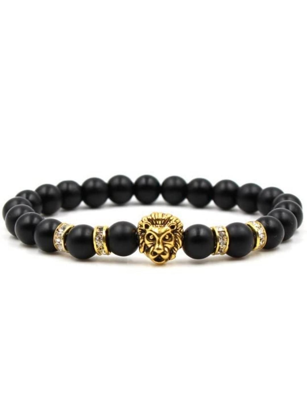 SALTY Women Stainless Steel Lion Beaded Bracelet