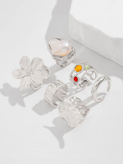 Set of 6 Silver-Plated Finger Ring