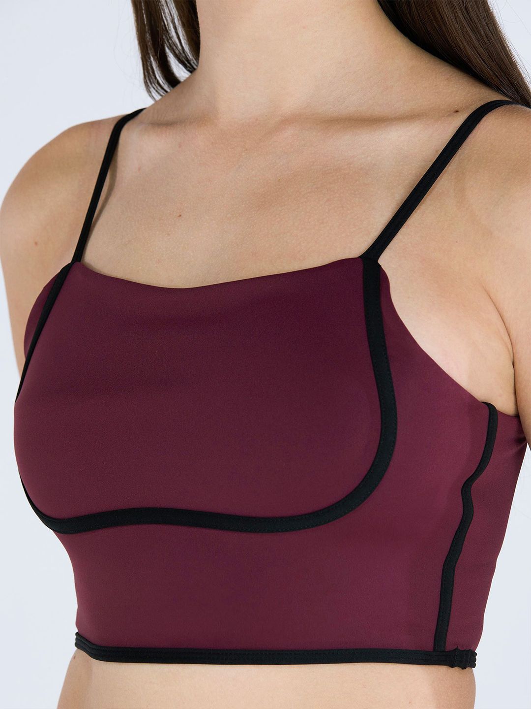 Burgundy Contrast Trim Top