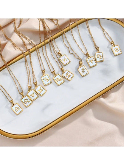 SALTY Gold & White Sign of the Stars Zodiac Pisces Pendant With Chain