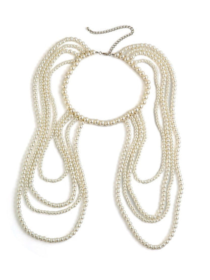 Silver-Plated Artificial Beaded Layered Body Chain