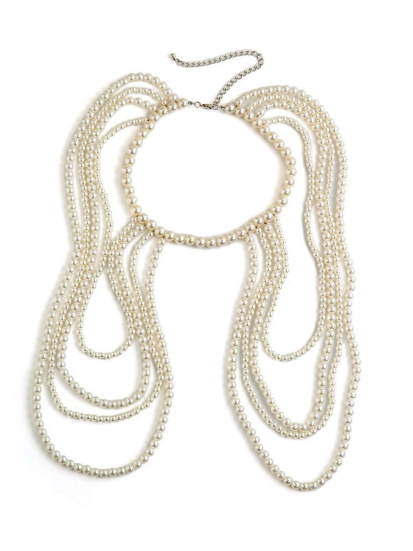 Silver-Plated Artificial Beaded Layered Body Chain
