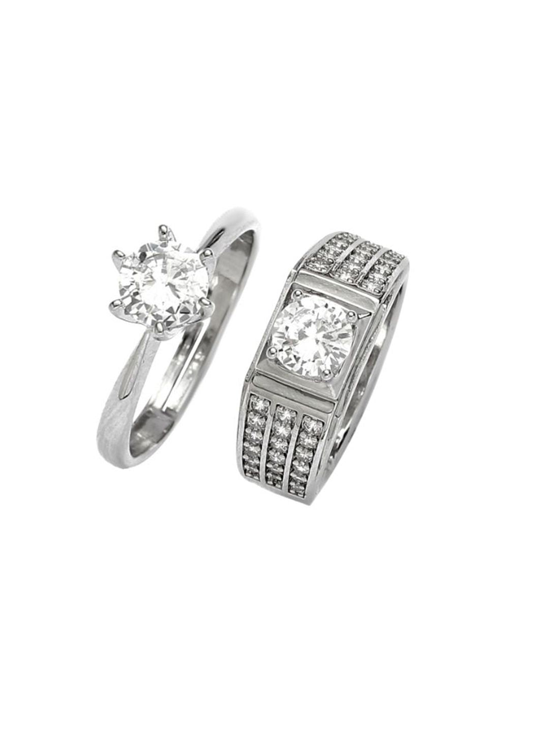 SALTY Set Of 2 Radiant Spark Crystal Ring For Couple