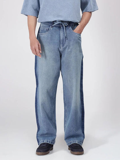 Men Comfort Light Fade Baggy Crinkle Clean Look Jeans