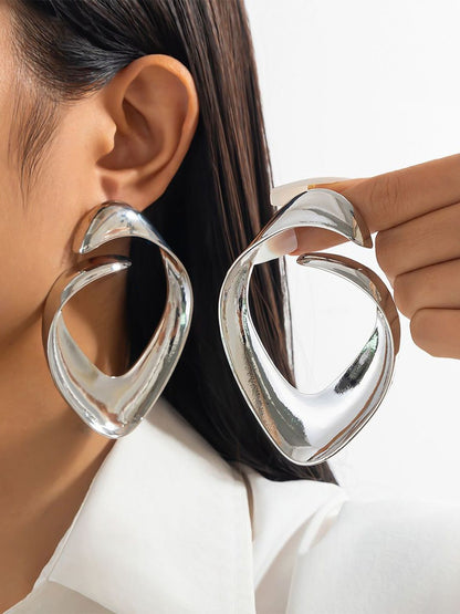 Silver-Plated Contemporary Drop Earrings