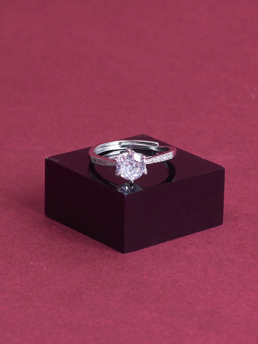 SALTY Pack of 2 Women Luster Silver Promise Ring