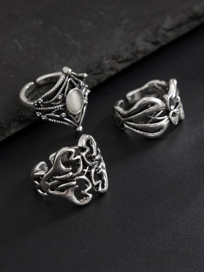 Set of 3 Silver-Plated Finger Ring