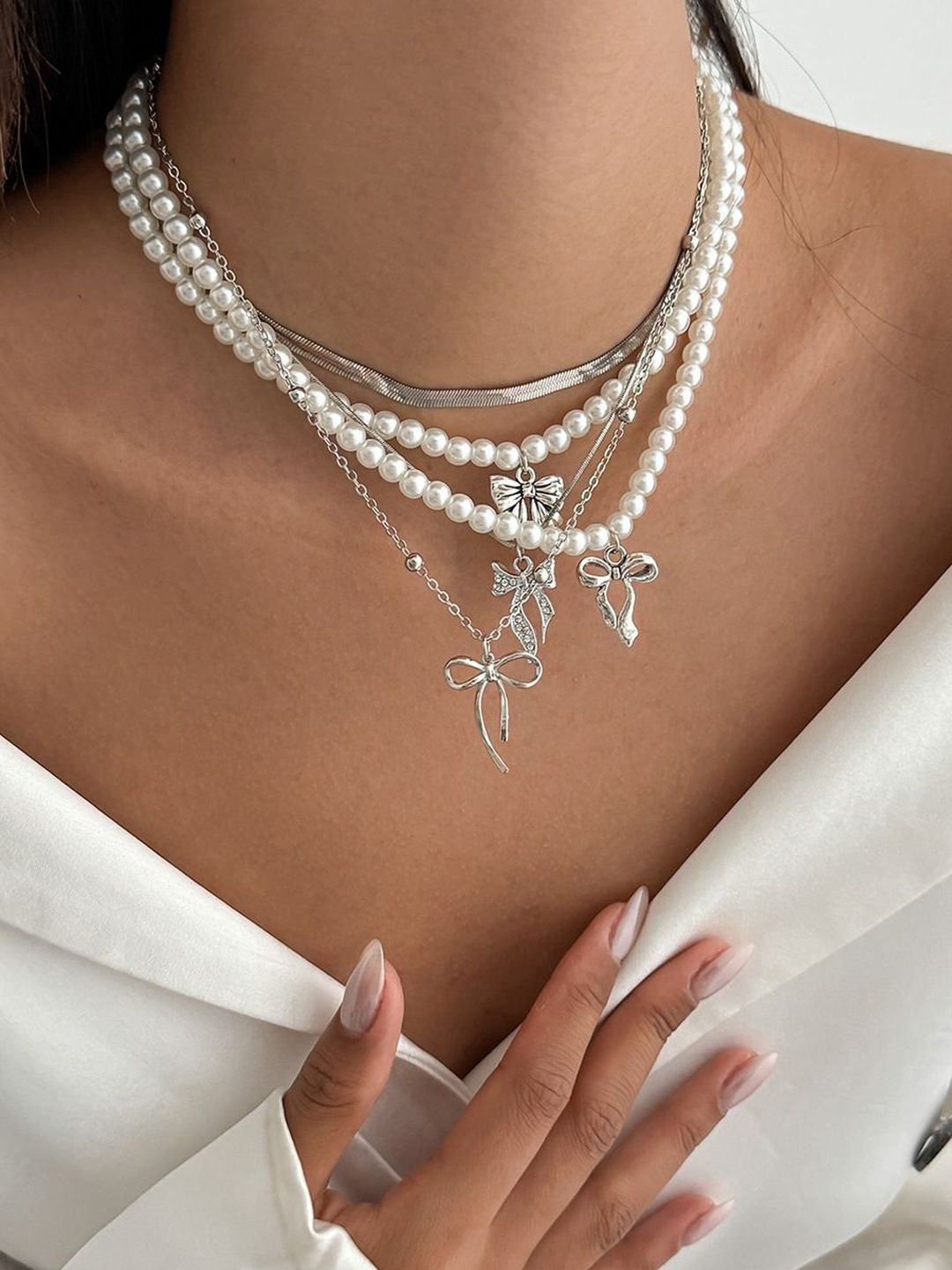 Silver-Plated Enamelled Necklace