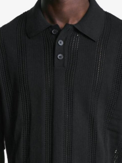 Textured openwork polo shirt