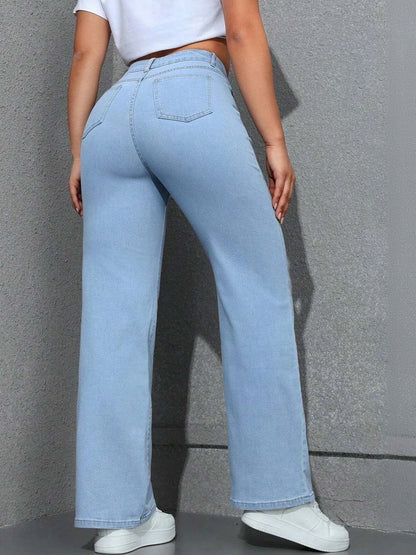Women Classic Straight Fit High-Rise Stretchable Jeans
