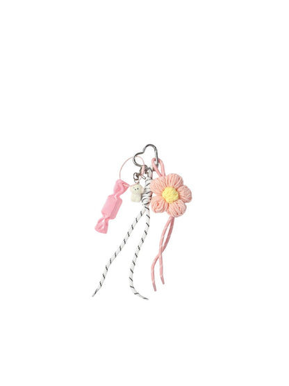 SALTY Floral Croche & White Puppy Bag Charm