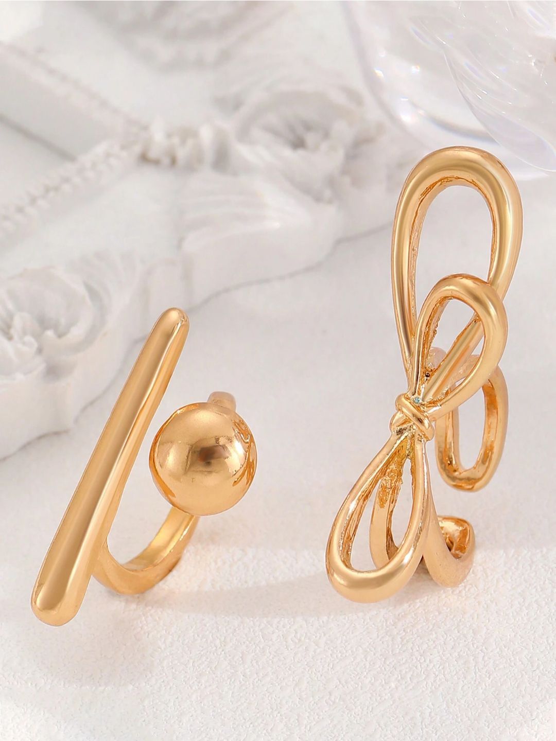 SALTY Set Of 3 Funked-Up Gold Stack Rings For Women & Girls