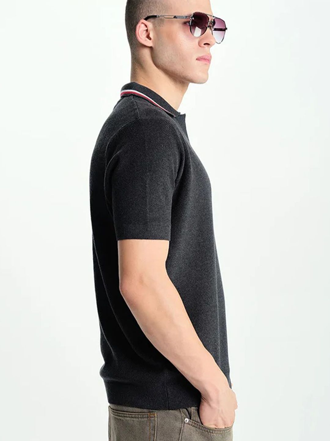 Men Printed Polo Collar Pockets T-shirt