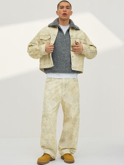 Barrel leg jeans print