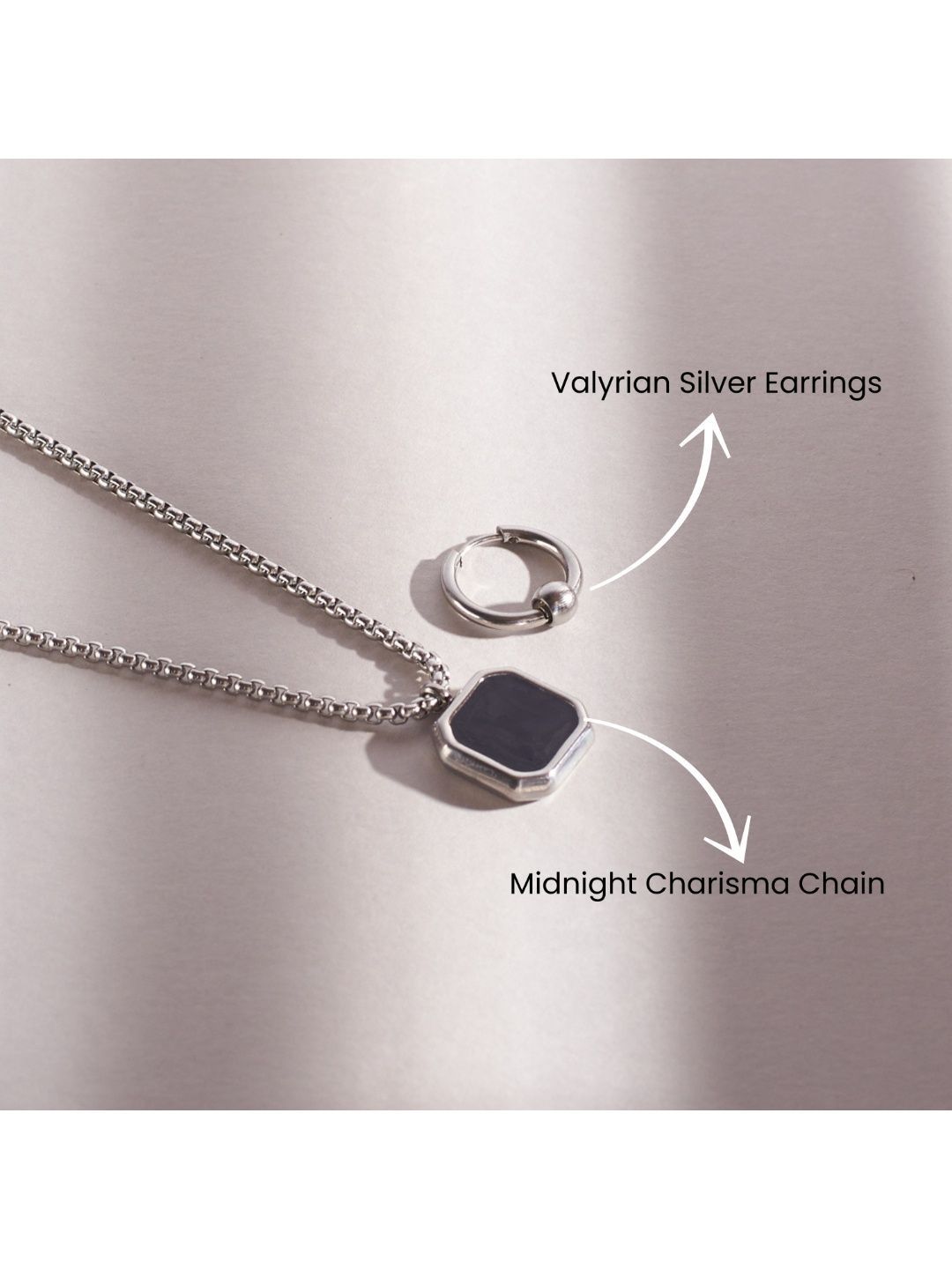 SALTY Men Stainless Steel Stone Studded Jewellery Set