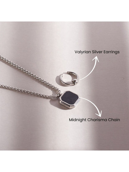 SALTY Men Stainless Steel Stone Studded Jewellery Set