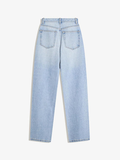 Women straight fit Mid-Rise Light Fade Cotton Jeans