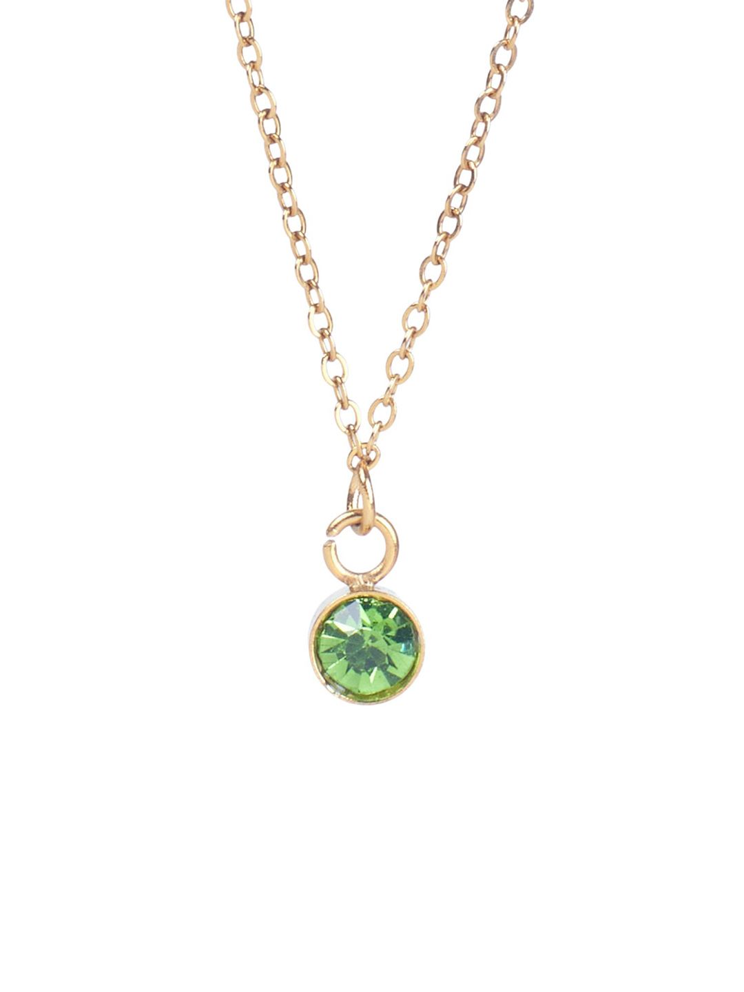SALTY Crystal Stone Studded Aura Circular Shaped Pendant with Chain