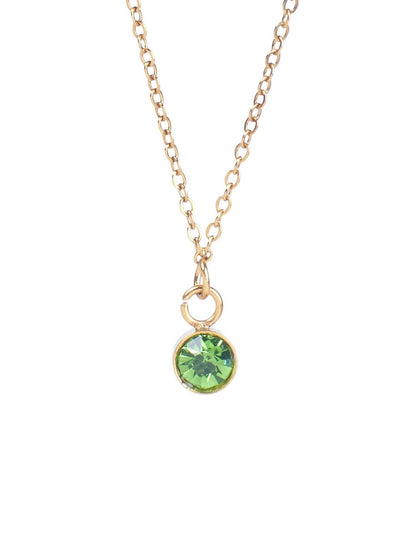 SALTY Crystal Stone Studded Aura Circular Shaped Pendant with Chain