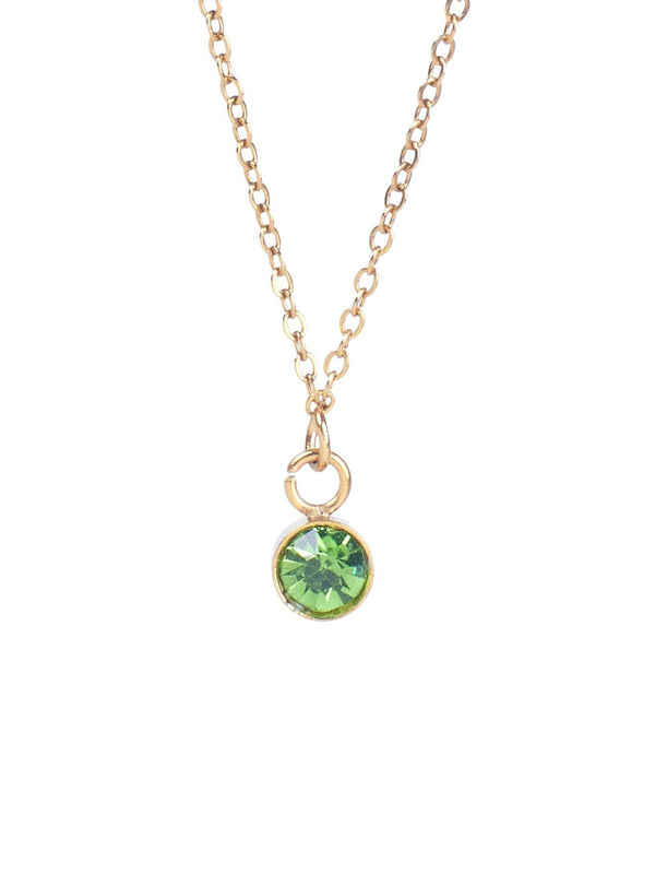 SALTY Crystal Stone Studded Aura Circular Shaped Pendant with Chain