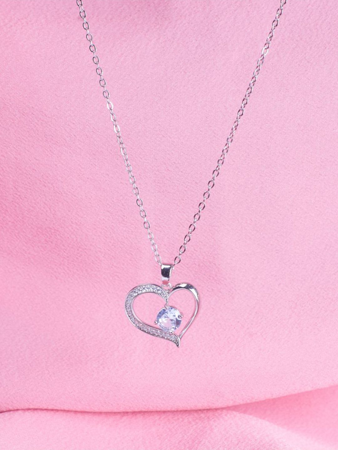 SALTY Sophisticated Stone Heart Neck Chain For Women & Girls