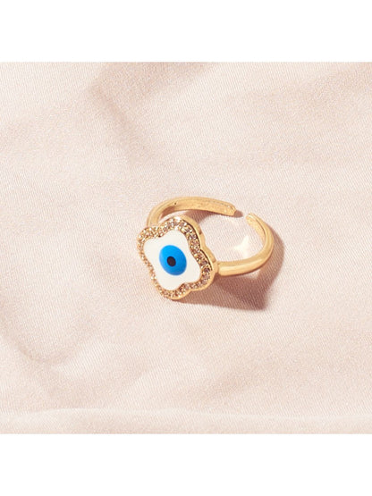SALTY Chic Evil Eye Tassel Bangle & Greek Evil Eye Ring Jewellery Set