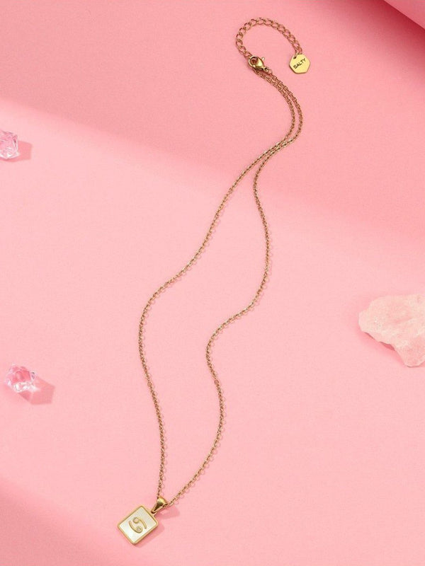 SALTY Gold & White Sign of the Stars Zodiac Cancer Pendant With Chain