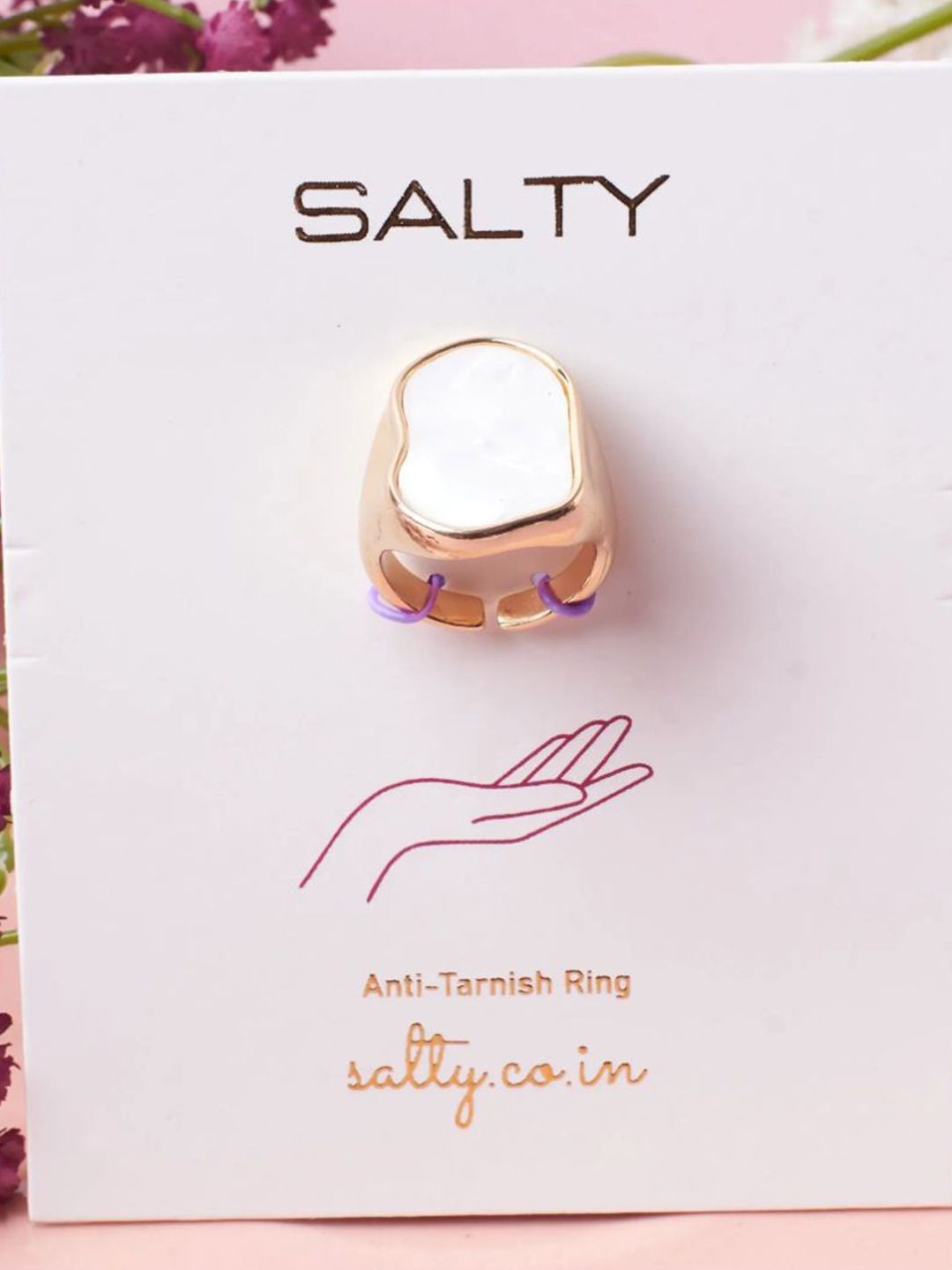 SALTY Pack of 2 Women Mother Of Pearl Enamel Ring