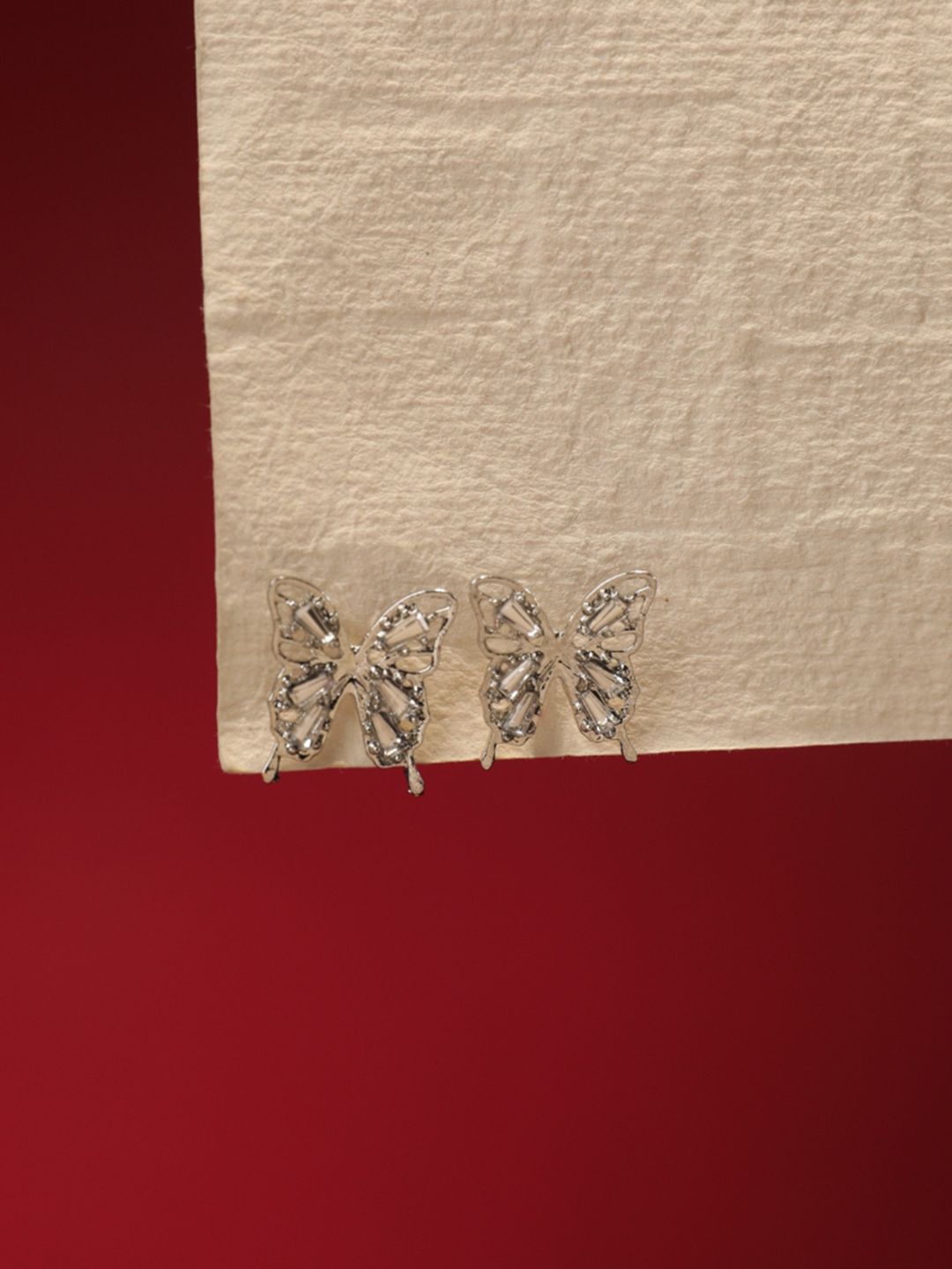 SALTY Stone Studded Butterfly Studs Earrings