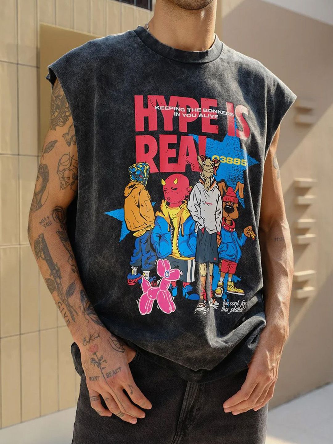 Graphic Printed Extended Sleeves Cotton T-shirt