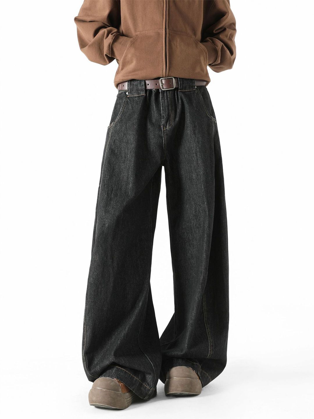 Men Wide Leg Light Fade Jeans