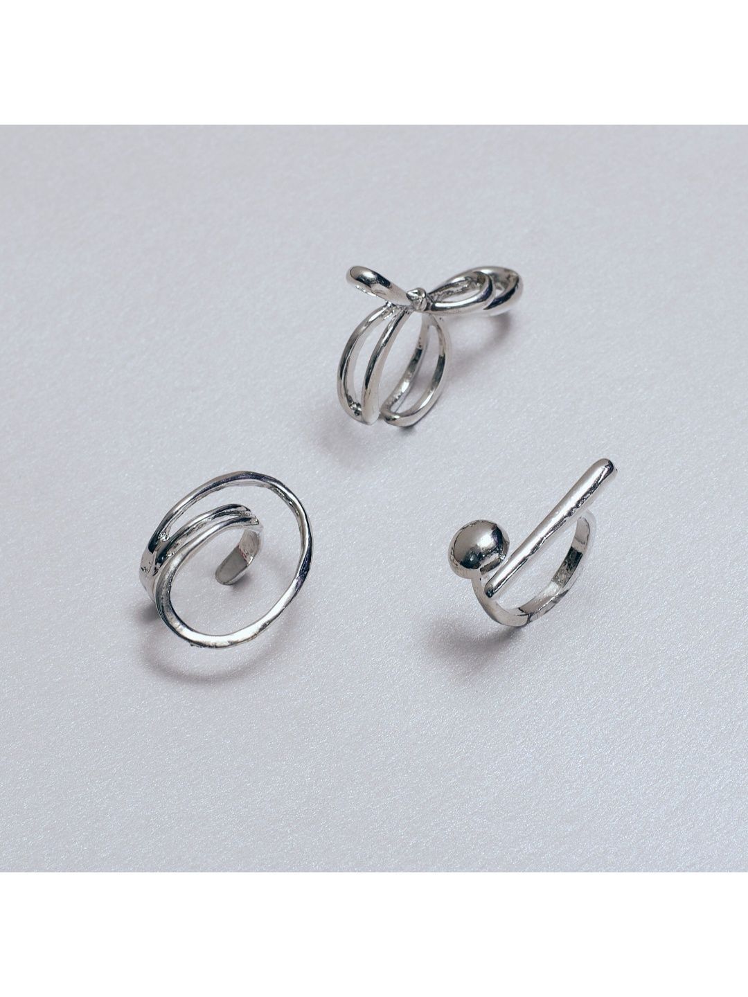 SALTY Set Of 3 Rings & Plain Necklace Jewellery Set