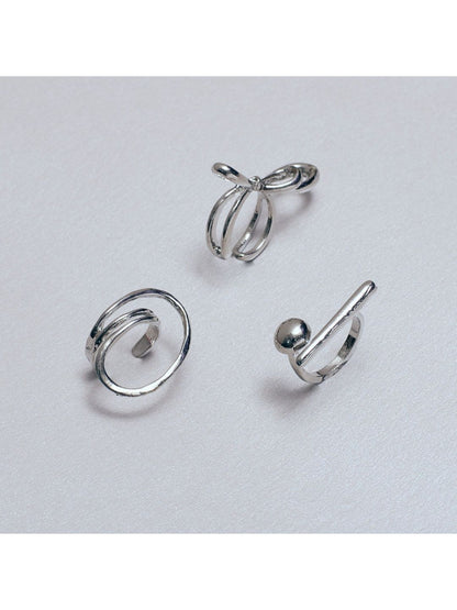 SALTY Set Of 3 Rings & Plain Necklace Jewellery Set