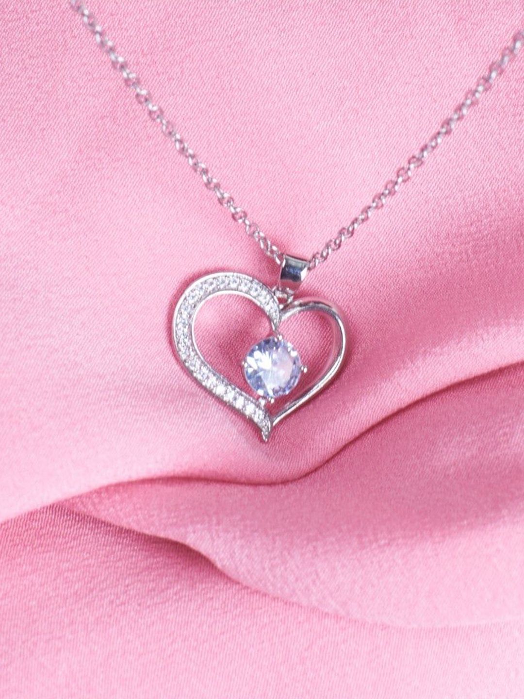 SALTY Sophisticated Stone Heart Neck Chain For Women & Girls