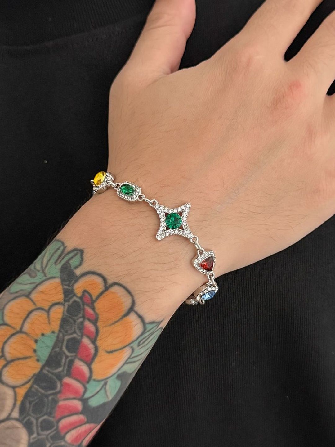 Men Handcrafted Silver-Plated Multistrand Bracelet