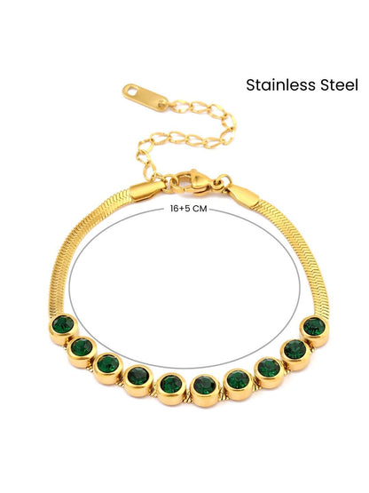 SALTY Stainless Steel Stone-Studded Wraparound Bracelet