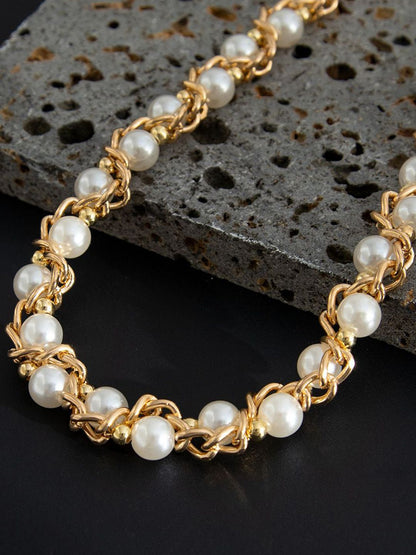 Gold-Plated Pearls Beaded Minimal Necklace