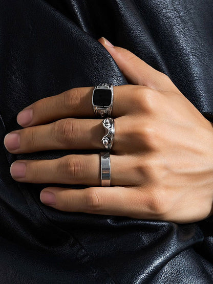 Set Of 3 Silver-Plated Finger Ring