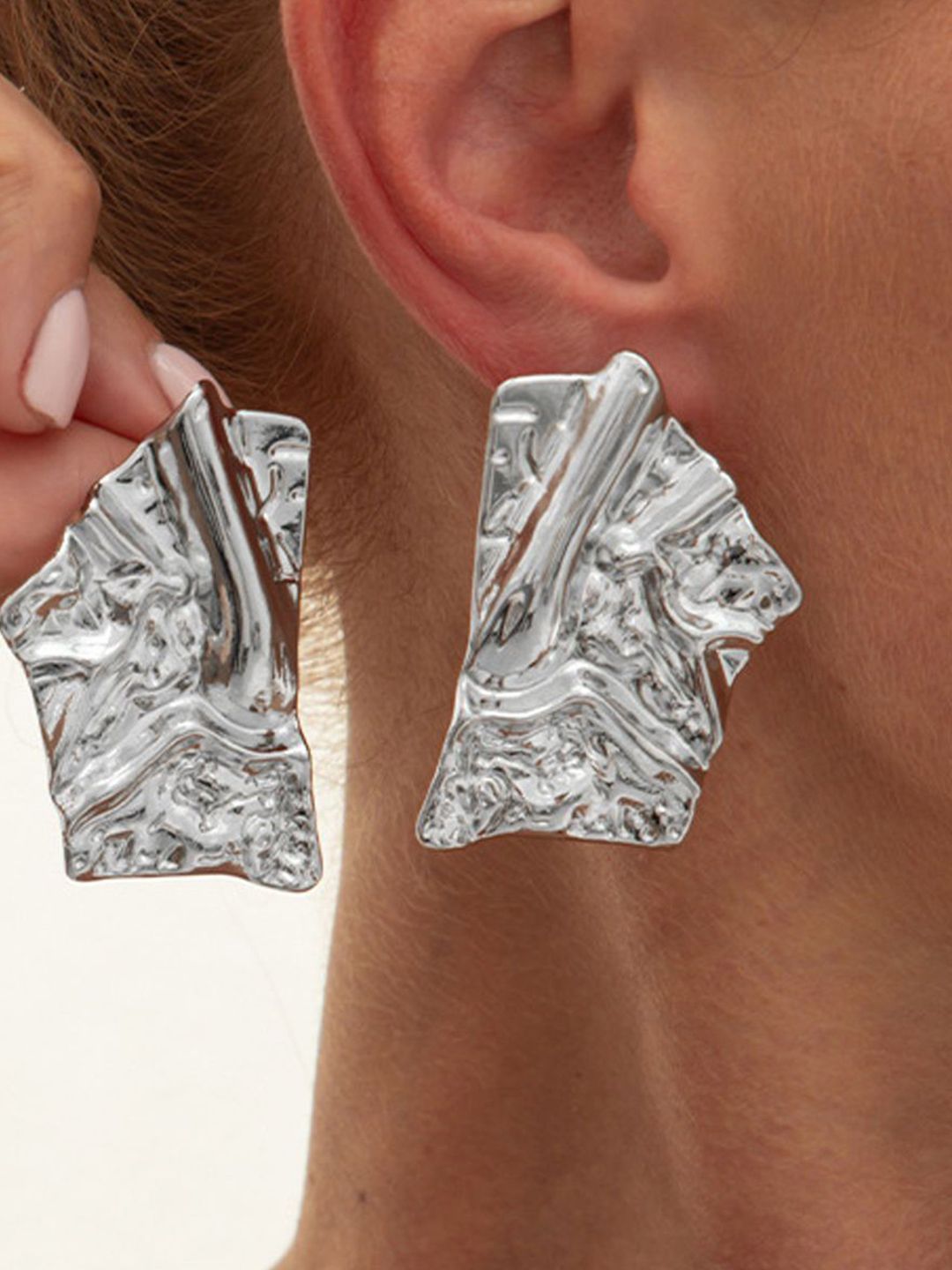 Silver-Plated Contemporary Studs