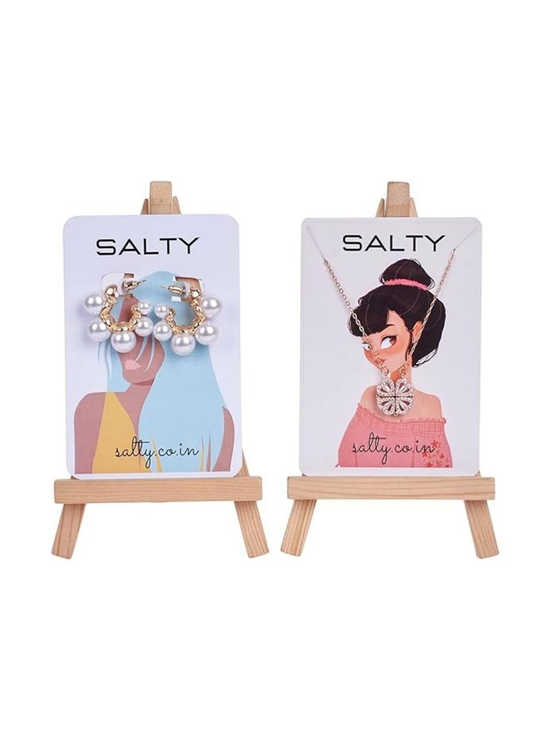 SALTY Heart-Shaped Magnetic Necklace & Pearl Perfection Earrings Jewellery Set