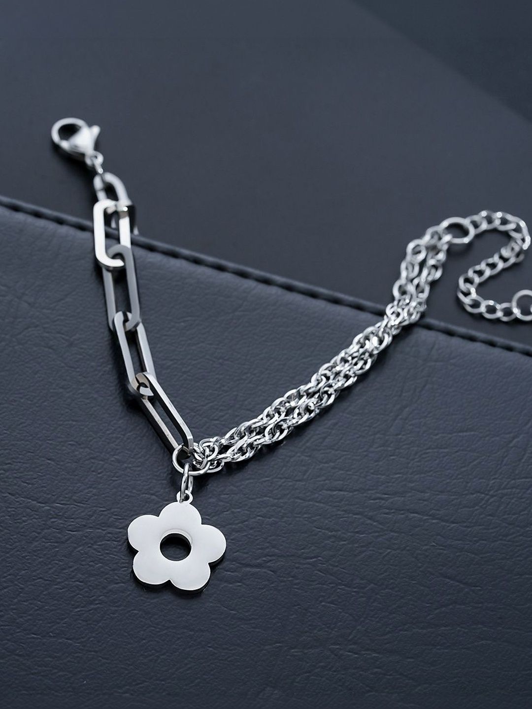 Men Handcrafted Silver-Plated Link Bracelet