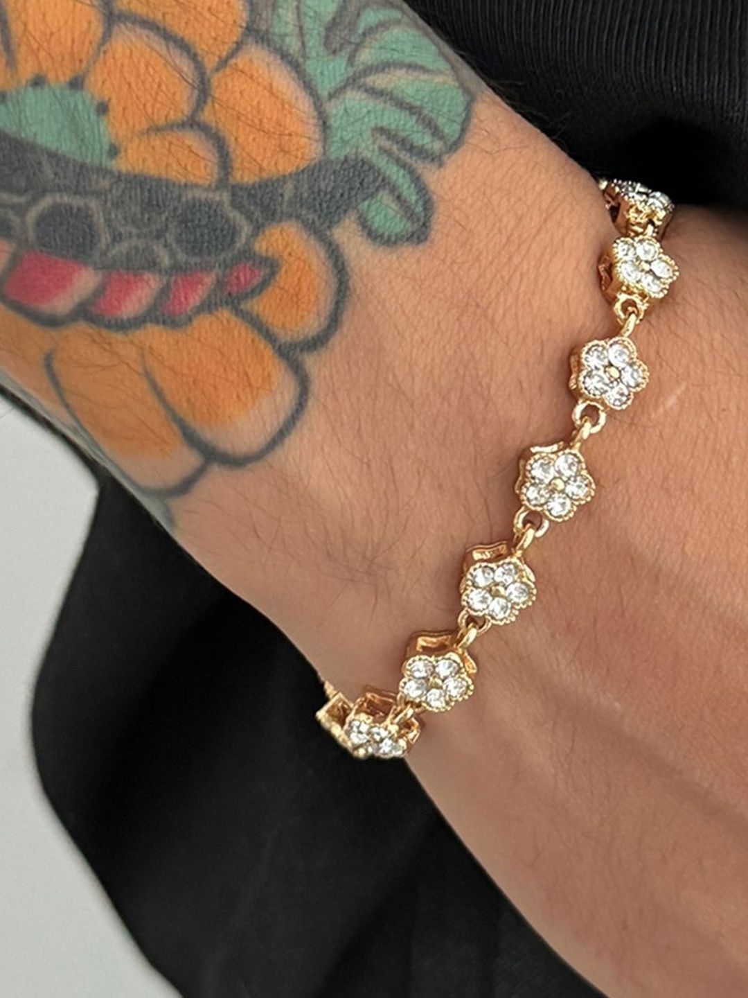 Men Handcrafted Gold-Plated Charm Bracelet