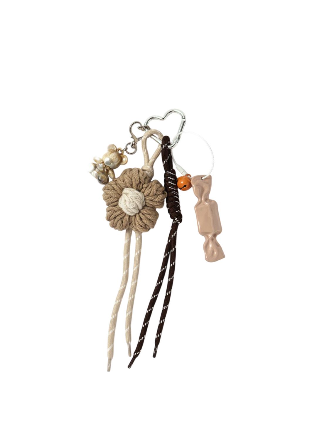 SALTY Brown & White Floral Croche & Puppy Duo Bag Charm