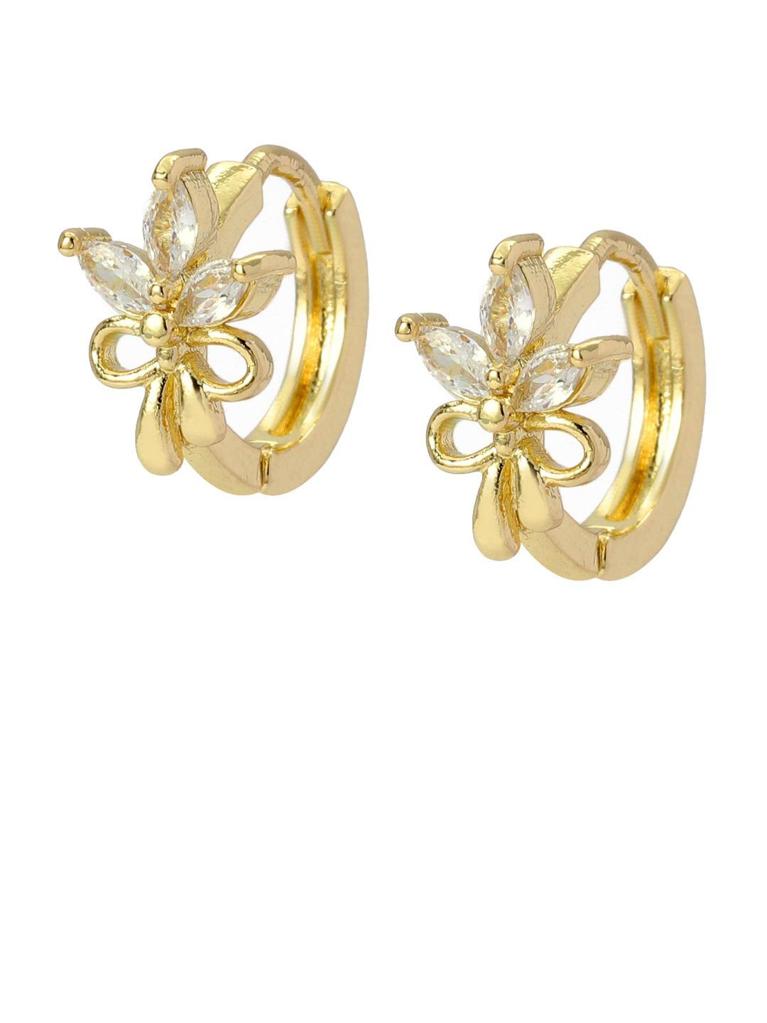 SALTY Gold-Plated Contemporary Artificial Stone Studded Studs Earrings