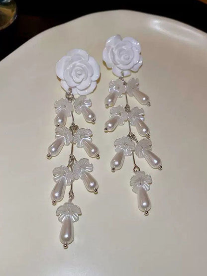 Artificial Beads Beaded Floral Shaped Drop Earrings