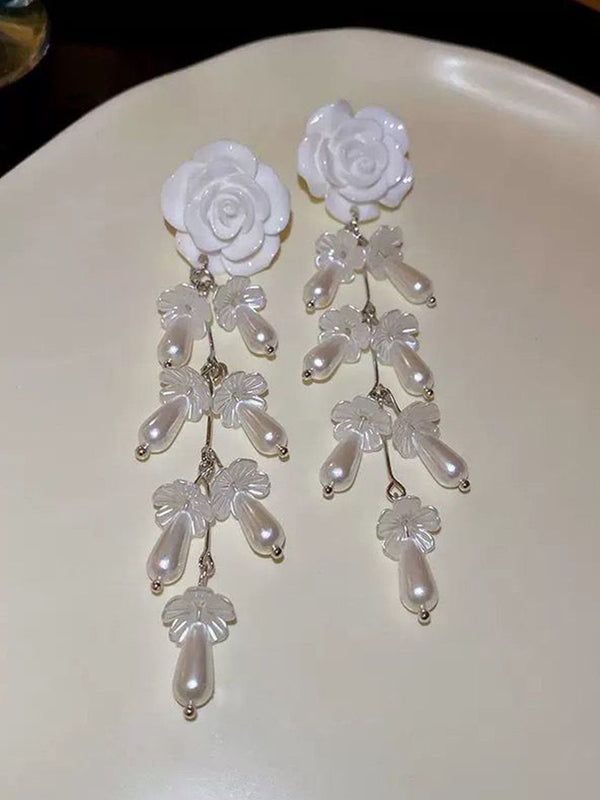 Artificial Beads Beaded Floral Shaped Drop Earrings